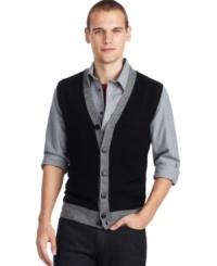 Add dashing style to your winter wardrobe with this Kenneth Cole Reaction knit vest.