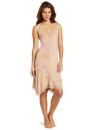 Midnight By Carole Hochman Women's Garden Sunset Chemise, In Full Bloom Gingersnap, Large