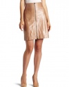 Robert Rodriguez Women's Zip Leather Skirt, Nude, 6