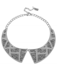 Take flight with this Peter Pan collar necklace from Kenneth Cole New York. Crafted from silver-tone mixed metal, the necklace gives you a grown-up look with pave black and glass crystal accents. Approximate length: 15 inches + 3-inch extender. Approximate drop: 1-1/2 inches.