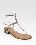 Adjustable, braided suede straps encrusted in shimmering beads, finished with a thong front and crystal-embellished heel. Crystal-coated heel, 1 (25mm)Beaded suede upperLeather lining and soleMade in ItalyOUR FIT MODEL RECOMMENDS ordering true size. 