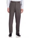 Louis Raphael Men's Shadow Windowpane Flat Front Dress Pant with Comfort Waist