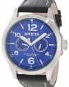 Invicta Men's 10490 Specialty Military SS Blue Dial Black Leather Watch