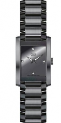 ESQ by Movado Men's 07301368 Venture Black-Steel with Diamonds Black Rectangle Dial Watch