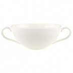 Anmut will be the choice for purists; it is an undecorated white that beautifully shows off the glamorous forms and quality bone china. Dishwasher and microwave safe. Accessories shown: oval platter, round vegetable bowl, creamer, sugar bowl.