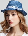 Aqua Straw Fedora with Liberty Ribbon