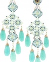 Miguel Ases Prehnite and Green Quartz 5-Stone Chandelier Drop Earrings