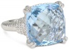 Judith Ripka Giftables All Sterling Silver Blue Cushion Stone Ring, Size 8