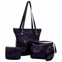 Embassy Black Genuine Leather 3pc Purse Set