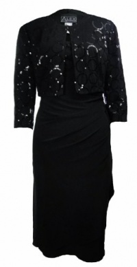 Alex Evenings Sequin Faux Wrap Dress & Bolero 8 Black [Apparel] [Apparel]