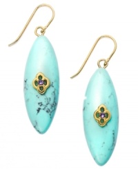 Cool off in chill blue hues. Lauren by Ralph Lauren's vibrant earrings feature reconstituted turquoise drops decorated with sparkling resin details. Set in gold tone mixed metal. Approximate drop: 1-1/4 inches.