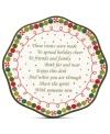 A treat in itself. Made for sharing, this Sweet Twist plate from Oneida appeals with festive holiday accents and a poem about spreading holiday spirit.