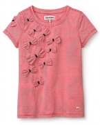 A cute cluster of bows from the right shoulder to the front sweetens this striped tee from Juicy Couture.