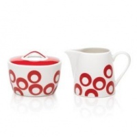 Mikasa Circle Chic 8-Ounce Sugar and Creamer, Red