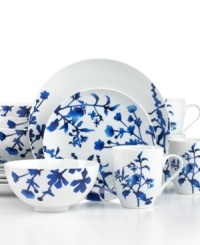 Oneida brings the outdoors in with the inky blooms of Tranquility Blue dinnerware. Modern coupe shapes in ready-for-anything porcelain plant the seed for casual-chic dining.