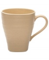 With the look of hand-thrown pottery in hard-wearing stoneware, the Swirl square mug from Mikasa enhances casual meals with fuss-free elegance. A matte finish with glazed accents adds stylish distinction to a serene tan hue.