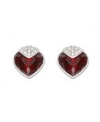 Set the tone in deep red hues -- the color of passion. Swarovski's elegant Oceanic Light Siam Pierced Earrings sparkle with bezel-set, chestnut-cut light Siam crystals and clear Swarovski crystal pavé. Crafted in silver tone mixed metal. Approximate diameter: 5/8 inch.