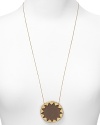 House of Harlow's leather inlaid Sunburst pendant captures modern hippie style.