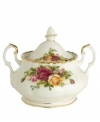 This popular bone china pattern surrounds blooming sprays of colorful English roses with hand-applied bands of 22K gold. Safe for use in the dishwasher, oven and freezer. Manufacturer's two-year warranty.