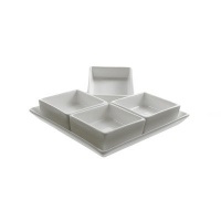 10 Strawberry Street Whittier 16- Sq Inch 4-Pocket Tray, White