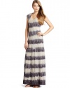 C&C California Women's Stripe Tie Dye Maxi Dress, Black Multi, X-Small