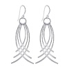 NNES064 Sterling Silver 20mm x 40mm Design Curved Strands French wire Hook Dangle Earrings