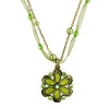 1928 Jewelry Bright Brass Green Floral Organza Necklace