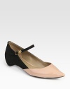 Patent leather flat with a point toe and sweet Mary Jane strap, backed by contrasting suede that's undeniably soft. Patent leather and suede upperLeather lining and solePadded insoleMade in ItalyOUR FIT MODEL RECOMMENDS ordering true size. 