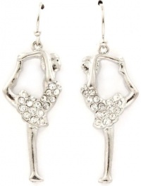 Beautiful Silver Plated Dancer/Ballerina/Gymnast Dangle Earrings with Clear Austrian Crystals