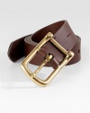 Equestrian-inspired buckle accents this smooth, simple design of fine leather.LeatherAbout 1½ wideImported