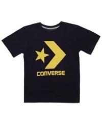 Dress your little sports legend in a Converse tee stamped with its iconic star/chevron logo.