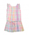 Ralph Lauren Girls Fashion Plaid Ruffle Dress (12, Pink multi)