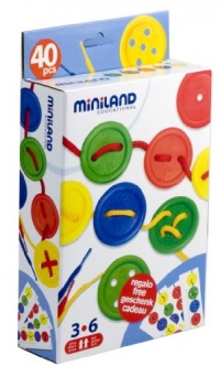 Miniland Lacing Buttons (Set of 40 and 4 Laces and Activity Cards)