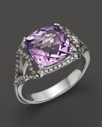 Badgley Mischka Amethyst Ring With White And Brown Diamonds