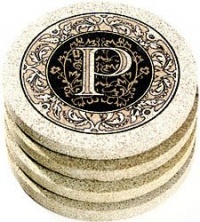 Monogram Coaster P Set, Thirstystone Sandstone