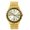 Charlie Jill WAT-0664M-GD 14K Gold Overlay Bracelet Men Watch with Swavorski Crystal Stone , Perfect Gift Idea