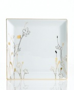 Wildflowers take off on glazed white porcelain, glowing as they tumble aimlessly around these square plates from Charter Club. A banded edge adds a classic touch to a pattern with modern spirit.