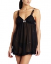 Betsey Johnson Women's Chiffon And Lace Babydoll, Black, Large