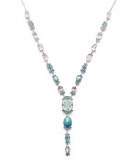 Stir up a style sensation in a fresh splash of blue. Y-shaped necklace by Swarovski features sparkling light blue crystals set in palladium plated mixed metal. Approximate length: 19 inches.