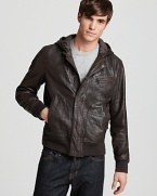 A vintage-inspired bomber jacket evokes timeless sophistication and rugged appeal, striking a fine balance that's always classic and cool. Rendered completely in lambskin for the utmost quality, this design from John Varvatos Star USA sets you up in style.