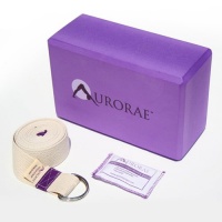 Aurorae Value Yoga Props Package/ Includes Slip Free Rosin, 8'Yoga Strap and Eva Foam extra Wide Yoga Block.