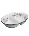 Double up on healthy sides with the Winterberry divided vegetable bowl. A classic holly print and sections for peas and carrots or green beans and beets offers festive variety.