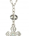 The Vatican Library Collection Silver-Tone Grey Crystal Bead Cross Necklace, 18