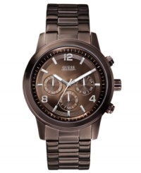 Bold bronze tones accent this structured chronograph watch from GUESS.