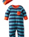 Offspring- Baby Boys Newborn Footie with Hat, Multi Stripe, 3 Months