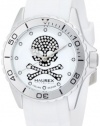 Haurex Italy Women's 1K374DWS Ink White Dial with Swarovski Crystals Rubber Band Watch