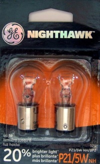 GE P21/5WNH/BP2 Nighthawk Automotive Replacement Bulbs, Pack of 2