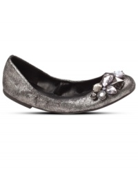 Decorated flats shimmer and shine. BCBGeneration's Leighsa flats have a metallic finish and feature jeweled accents at the toe.