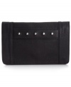 Accessorize with attitude.  This cool clutch from BCBGeneration boasts a super sleek envelope shape with rocker-chic stud accents. Stashes all the out-on-the-town essentials--phone, cash, cards and lip gloss.