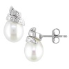 6.5-7mm Freshwater Pearl and Diamond Accent Earrings in 14k White Gold, GHI, I1-I2